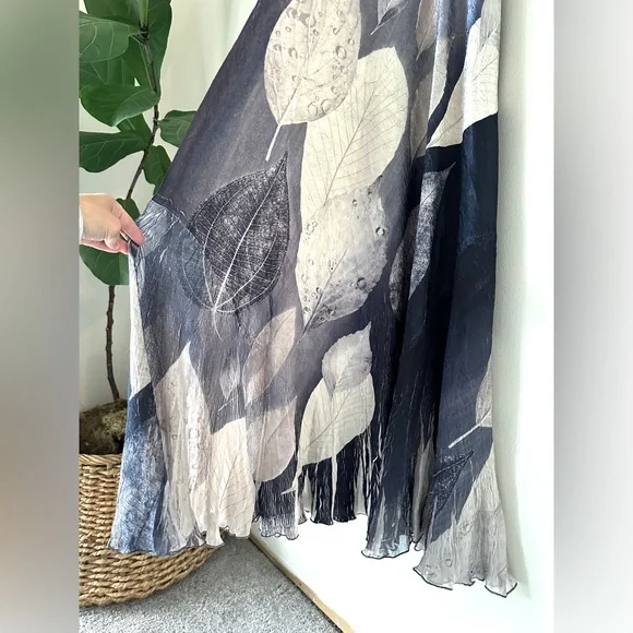 NWT Komarov Women's Maxi Evening Crinkle Dress Ruffles Sheer SZ XS Whimsigoth - Picture 3 of 9